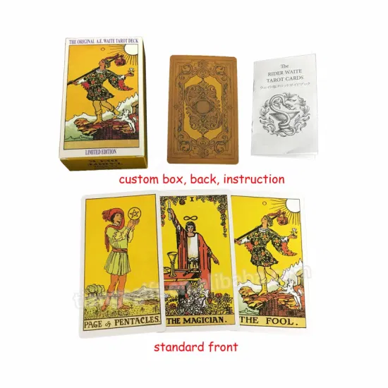 Impresión personalizada, venta al por mayor, baraja de 7x12cm, 78 cartas, cartas de Tarot originales con guía
