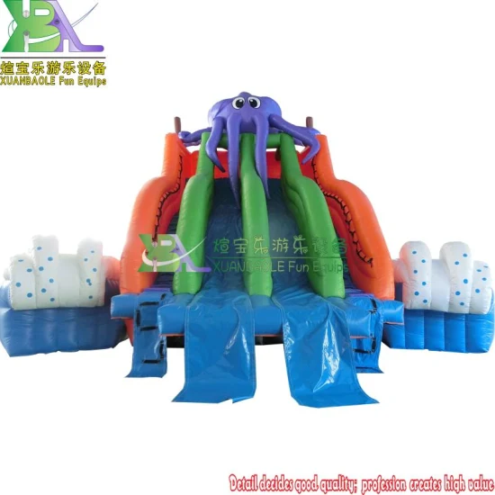 Tobogán inflable de varios carriles, tobogán acuático inflable usado, piscina inflable para niños